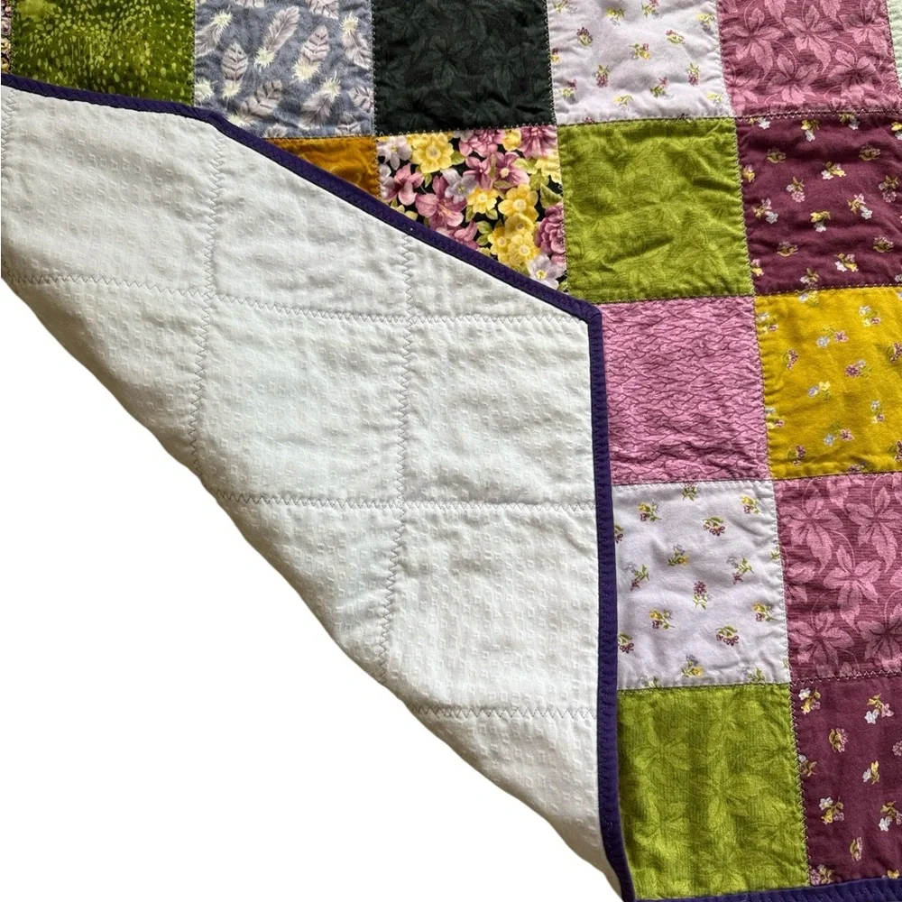Handmade Patchwork Baby or Lap Quilt 35”x35” with Angled Corners